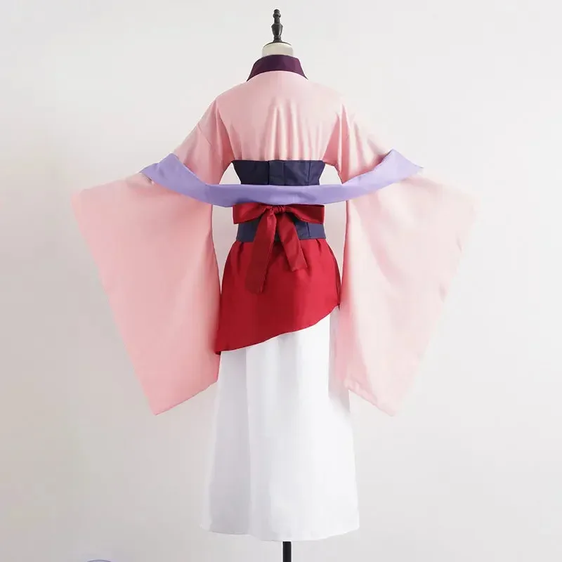 

New 2025 Elder Girls Hua Cosplay Women Trandition Folding Fan Pink Kimono Long Dress Anime Costume ★AA9X