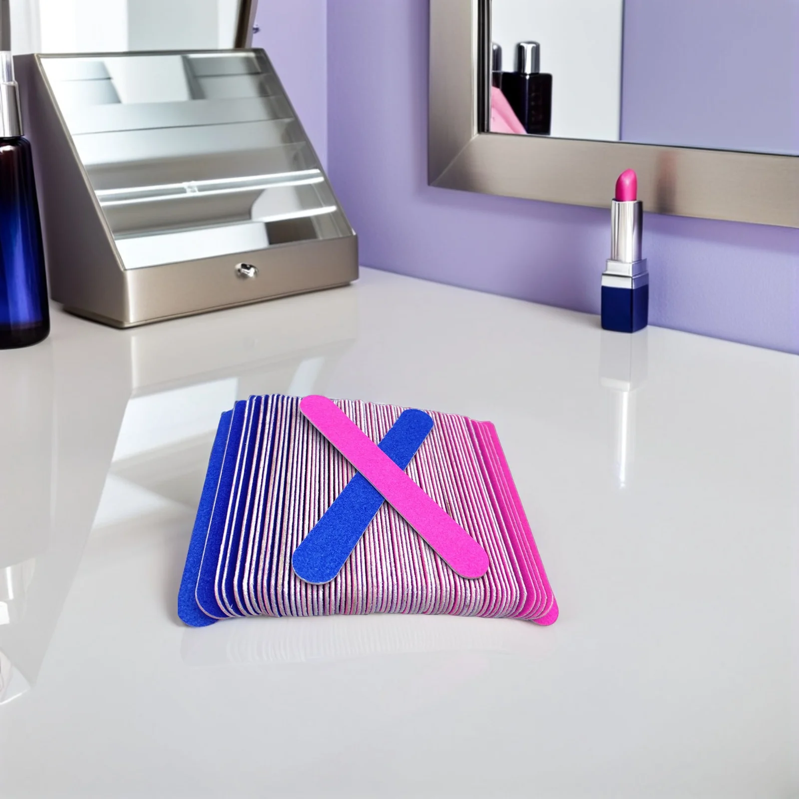 100 قطعة مقبض الخشب الصنفرة ملفات الأظافر 8 سنتيمتر مزدوجة الوجهين مسمار مانيكير الملفات لتلميع الأظافر الاصطناعية الطبيعية #2