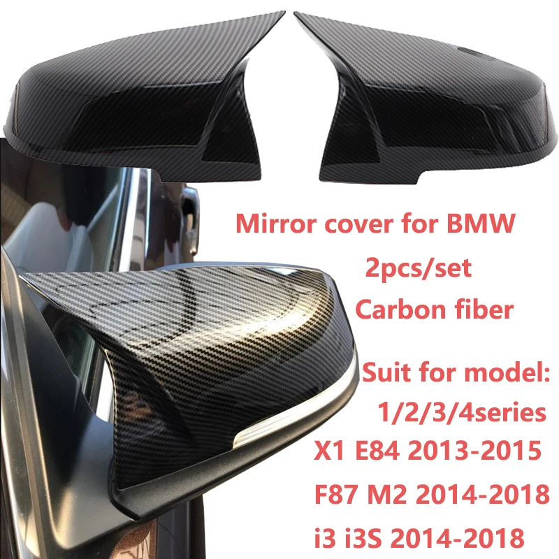 2pc carbon fiber rear side view mirror covers shell ABS Rearview mirror housing For BMW 1234 series M2 F30 F32 M car modified M3