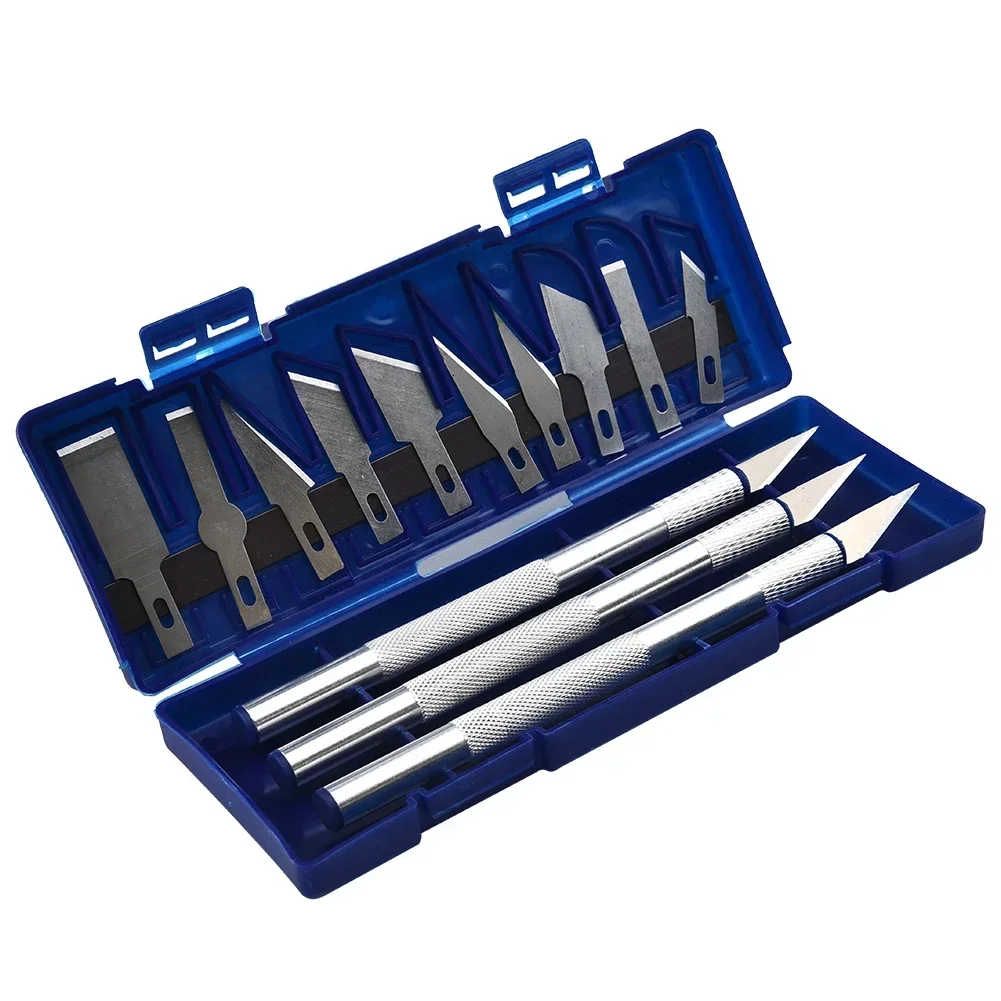 13pc Precision Cutter Set Exacto Hand Carving Tool Arts & Craft Hobby Kit Non-Slip Metal Scalpel1 Knife Tool Kits Cutter Engravi