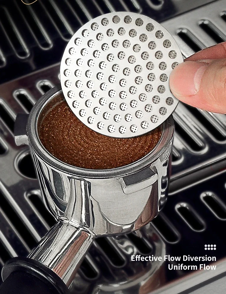 51/53/58mm Wiederverwendbarer Kaffee-Puck-Sieb aus 304 Edelstahl, Doppelschicht-Kaffeefilter, Feinmaschig, Professionelles Espresso-Zubehör – Detail 1