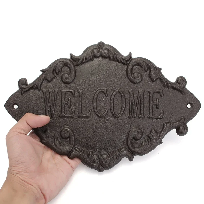 

Welcome Decorative Plaques, Creative Retro Shop Signs, Cast Iron, Country Cottage, House, Garden Wall, Outdoor Hanging Decor