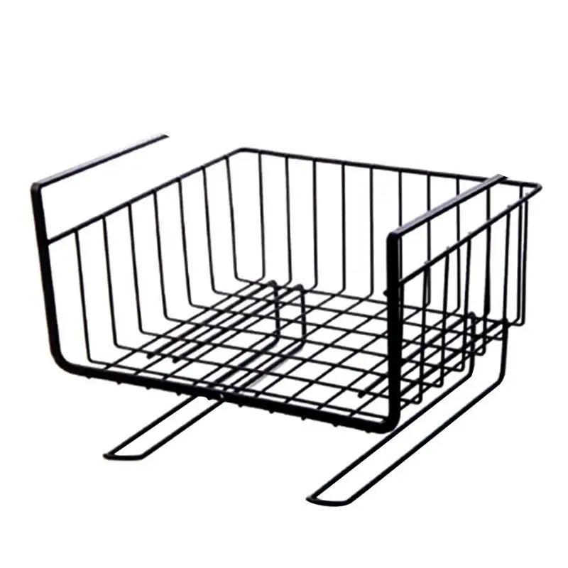 

R9UF Cupboard Hanging Under Shelf Storage Iron Cabinet Closet Desk Hanging Mesh Basket Wire Bookcase Shelf Rack