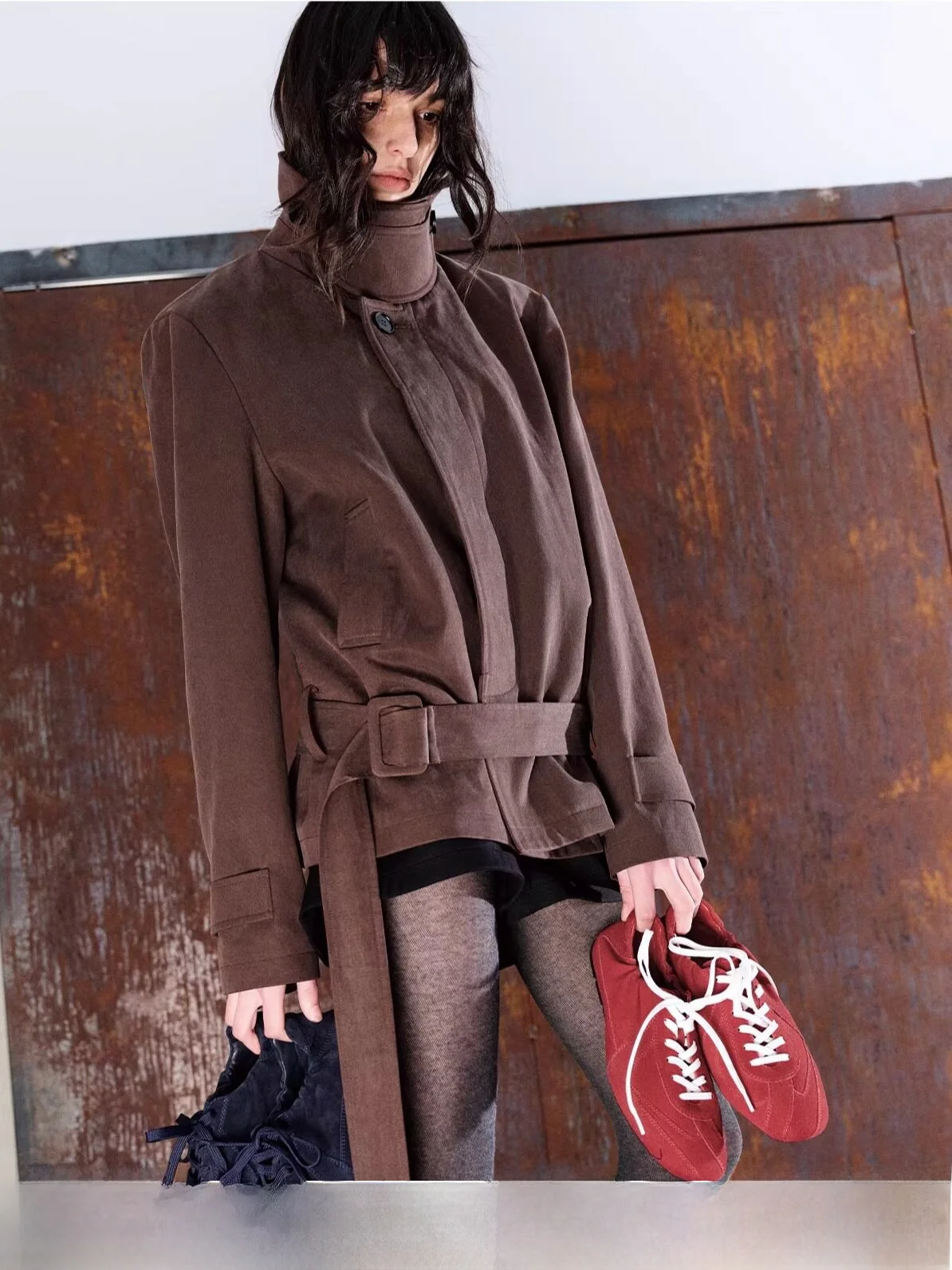 JCAESAR Women's ort Trench Coat with Belted Waed Silk Mix Removable oulder Pads Dual Color Casual Loose Fit Spring