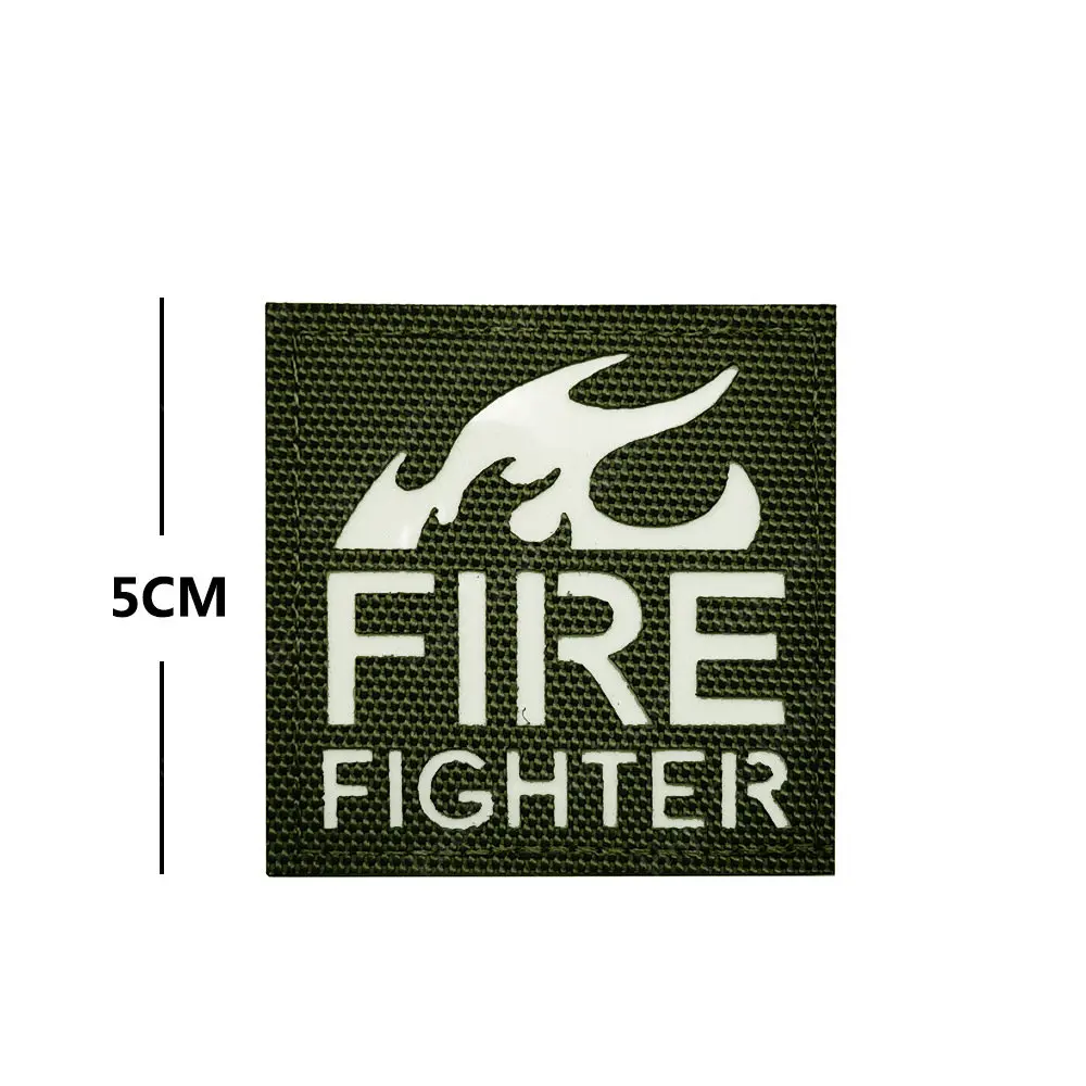 FIRE Mini Reflective Magic Sticker Glow in the Dark Firefighter Fire Fighter Rescue Team Tag Sewing Tactical Patch for Clothing