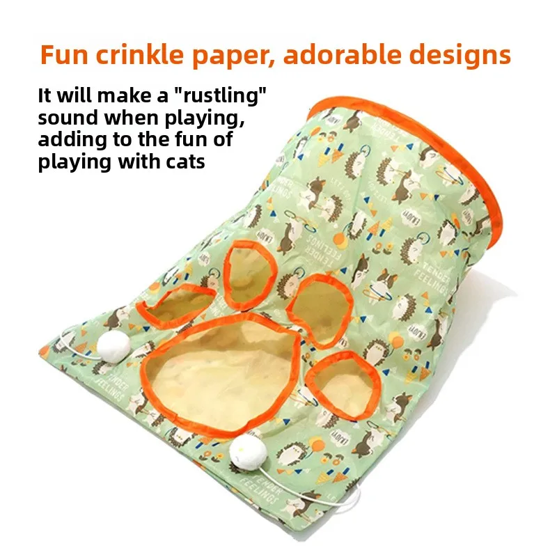 Tunnel pour chat populaire avec papier crépé et sac de tunnel pour jeu interactif - Jouet pour chat Modèle 9