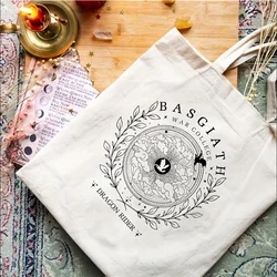 1pc War College Shopping Bag, Fourth Wing Casual Canvas Tote Bag, Dragon Ride Outdoor Travel Storage Shoulder Bag