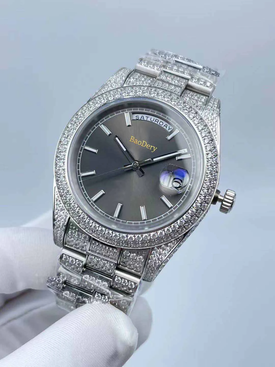 Custom Logo41mmmen's luxury watch, diamond watch, mechanical movement, hot selling product, best gift for men