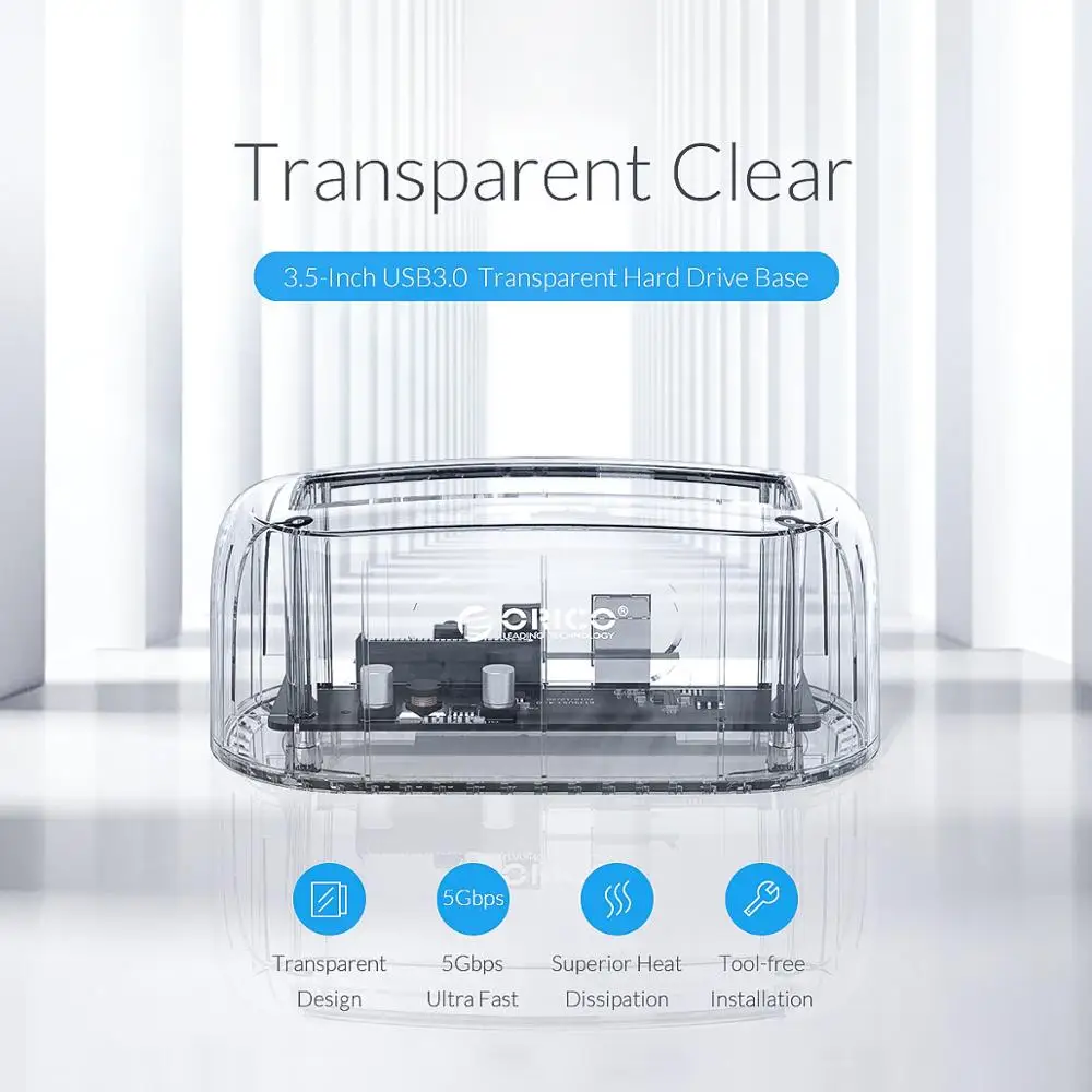 ORICO HDD Case 3.5'' Transparent HDD Docking Station USB3.0 5Gbps To SATA3.0 Hard Drive Docking Station for PC Case Support UASP
