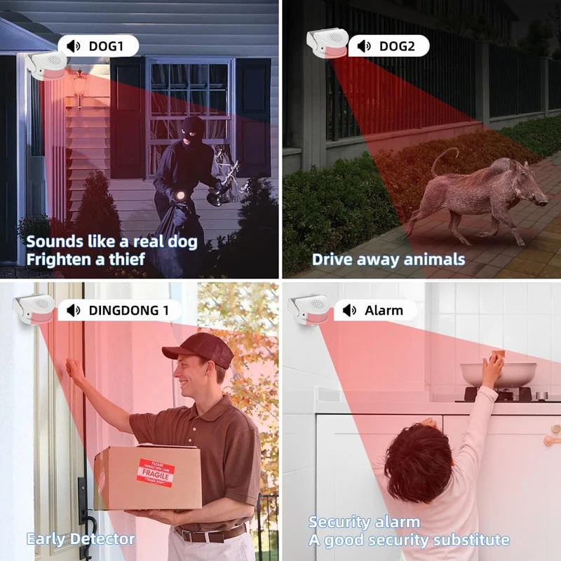 Sensore di movimento a infrarossi, allarme musicale, adatto per campanello per ospiti, benvenuto per hotel in negozio a casa, sistema di sicurezza familiare, uso esterno,