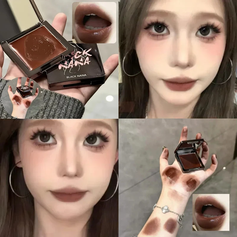 بني أحمر الشفاه الطين ترطيب المخملية ماتي موس هلام الصلبة الشفاه والخد ثنائي الاستخدام أحمر الخدود كريم لون الشفاه ماكياج مستحضرات التجميل الكورية #1