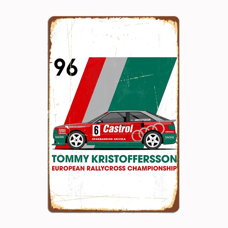 Tommy Kristoffersson Rallycross Car Vintage Metal Poster Sign Club Custom Indoor Wall Tin Sign Room Decor Home Decor