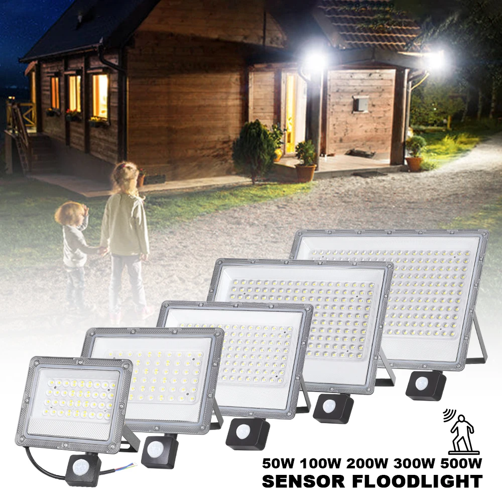 

LED Flood Light 500W 300W 200W 100W 50W AC220V Motion Sensor Reflector Waterproof Outdoor Garden Floodlight Wall Street Lighting