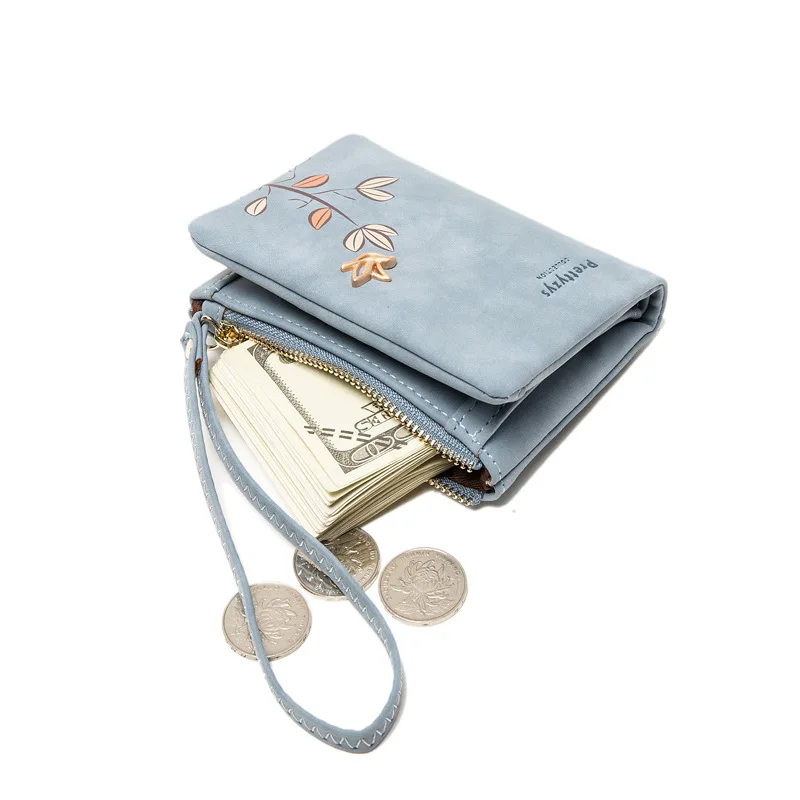 Women's Short Wallet Matte Print Vintage Casual Coin Purse Student Fashion Small Card Holder