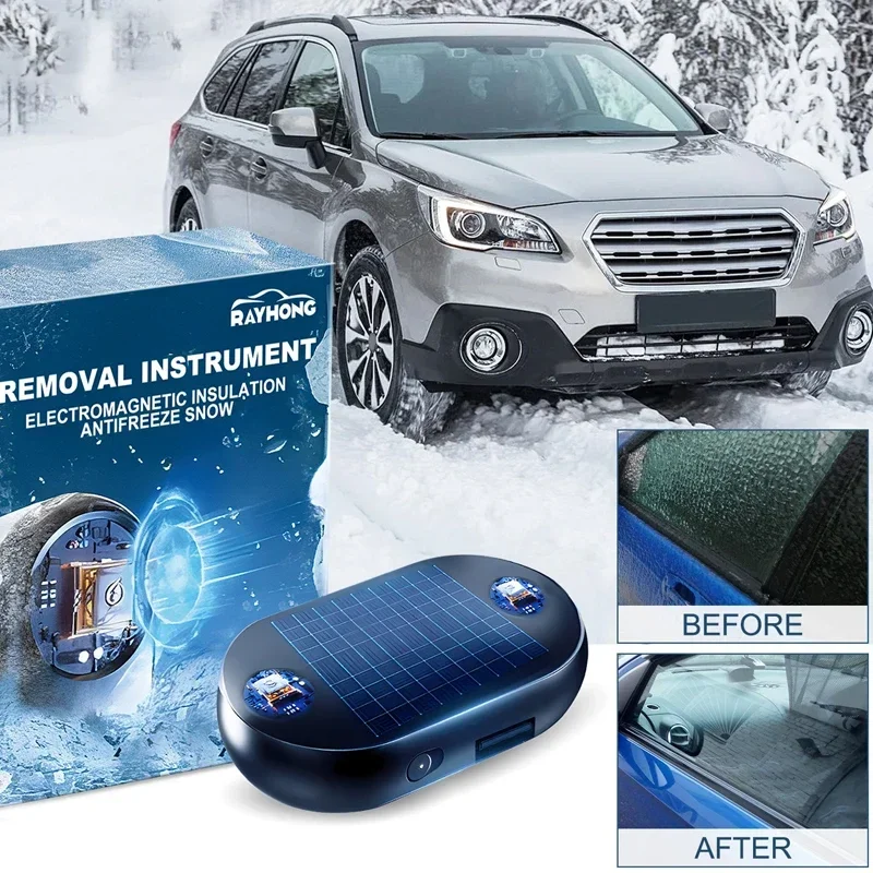 Car Snow Antifreeze Car Electromagnetic Molecular Defroster Front Rear Windshield Car Snow Removal Instrument Solar Antifreeze