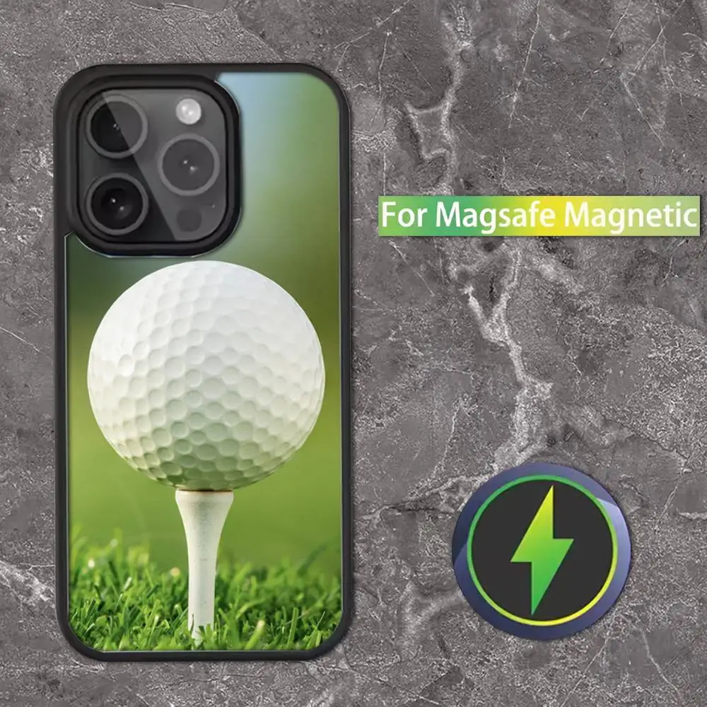 Custodia per telefono Sport Golf Ball per iPhone 16,15,14,13,12,11,Pro,Max,Plus,Mini,SE Magsafe Ricarica wireless magnetica