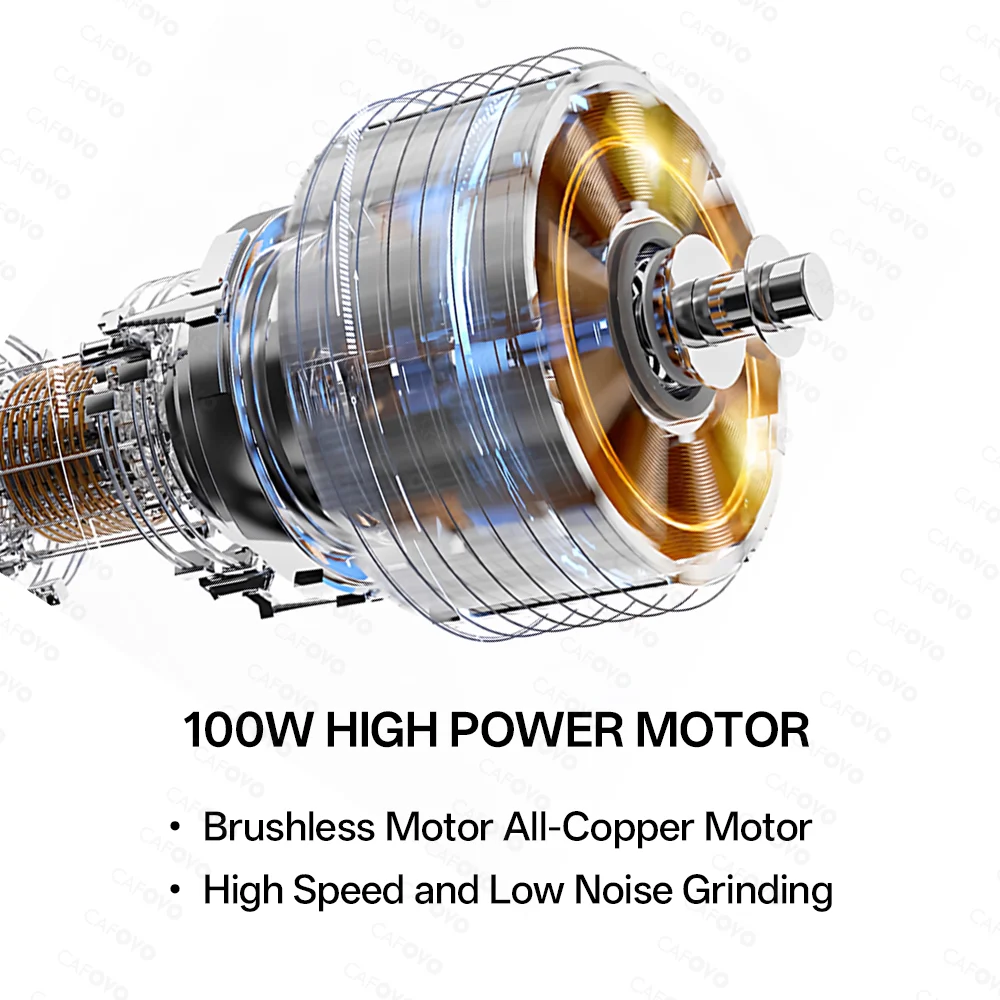 مطحنة قهوة كهربائية أحادية الجرعة من CAFOVO، سرعة قابلة للتعديل، بلازما مضادة للكهرباء الساكنة، مخروطية الشكل/دغ مسطح، مطحنة إسبريسو G155CV/G150FV