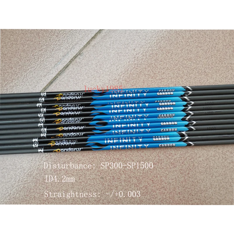 12ps ID4.2mm (infinity Series) 100% Pure Carbon Arrow Shaft 30inch Spine 300-1500 -/+ 0.003 for Archery Bow Hunting Shooting