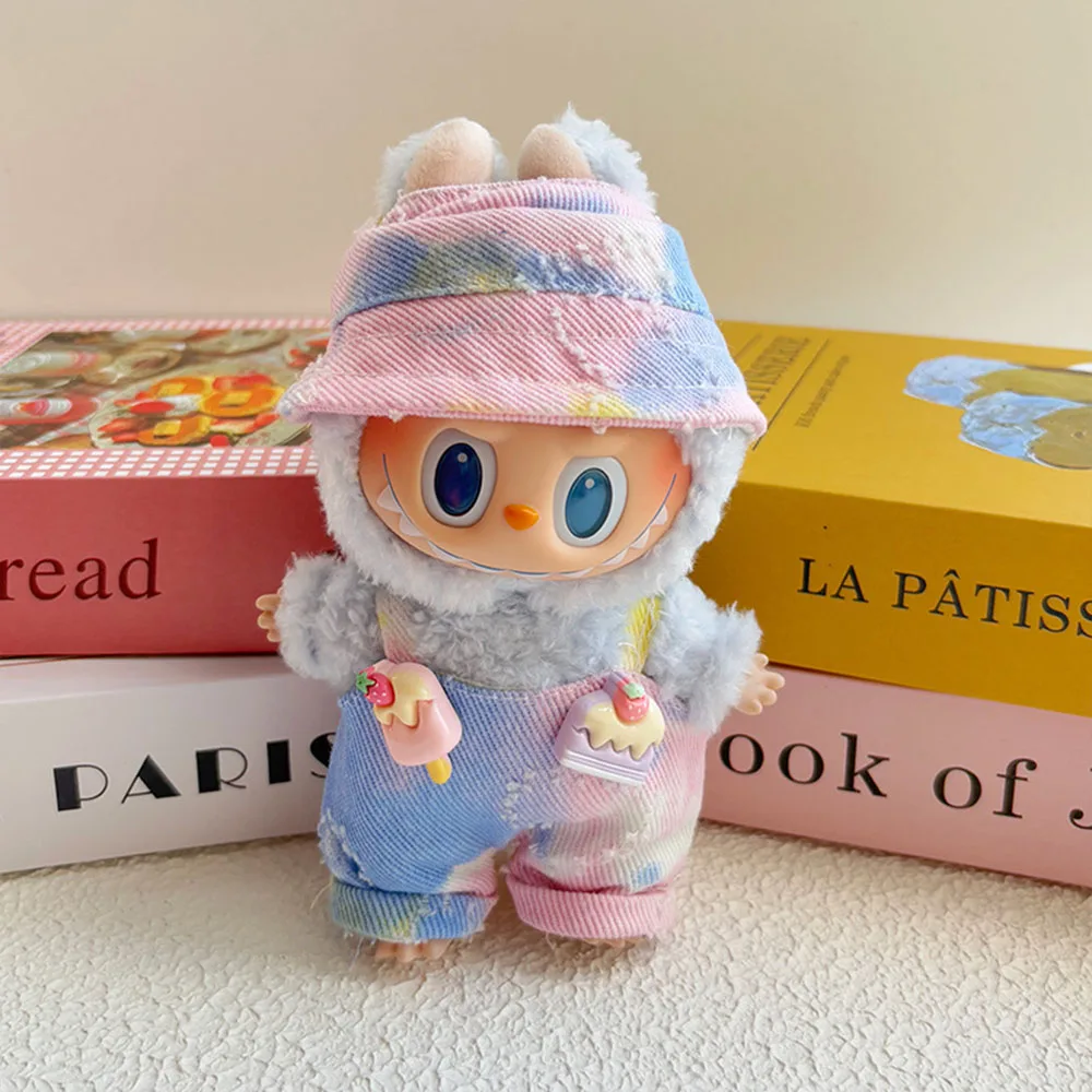 

[No Doll] Clothes For Labubu Clothes Doll Outfits Casual Colorful Jumpsuit Overalls Fisherman Hat Clothes Accessories