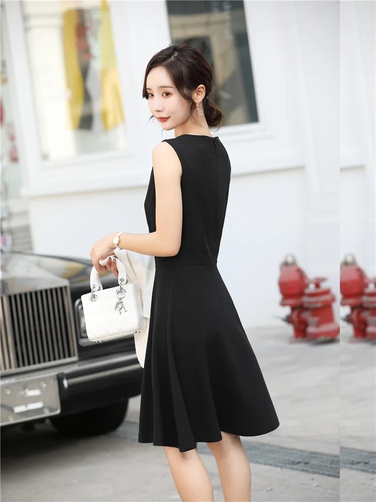 formal sleeveless black dress Brooch Embroidered Cocktail Sleeveless Dress