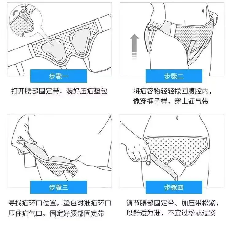 Adjustable Adult Hernia Belt Man Inguinal Groin Support Inflatable Hernia Bag with 2 Removable Compression Pads Pain Relief