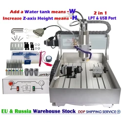 Desktop 3020 3040 6040 Mini CNC Router 2.2KW USB Port Water Cooling Ball Screw Aluminum Milling Machine Wood Lathe Mini Engraver