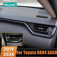Panel de salpicadero de coche, tiras embellecedoras, pegatina de instrumento, accesorios de carbono para Toyota RAV4 XA50 2019 2020 2021 2022 2023 2024 Hybrid