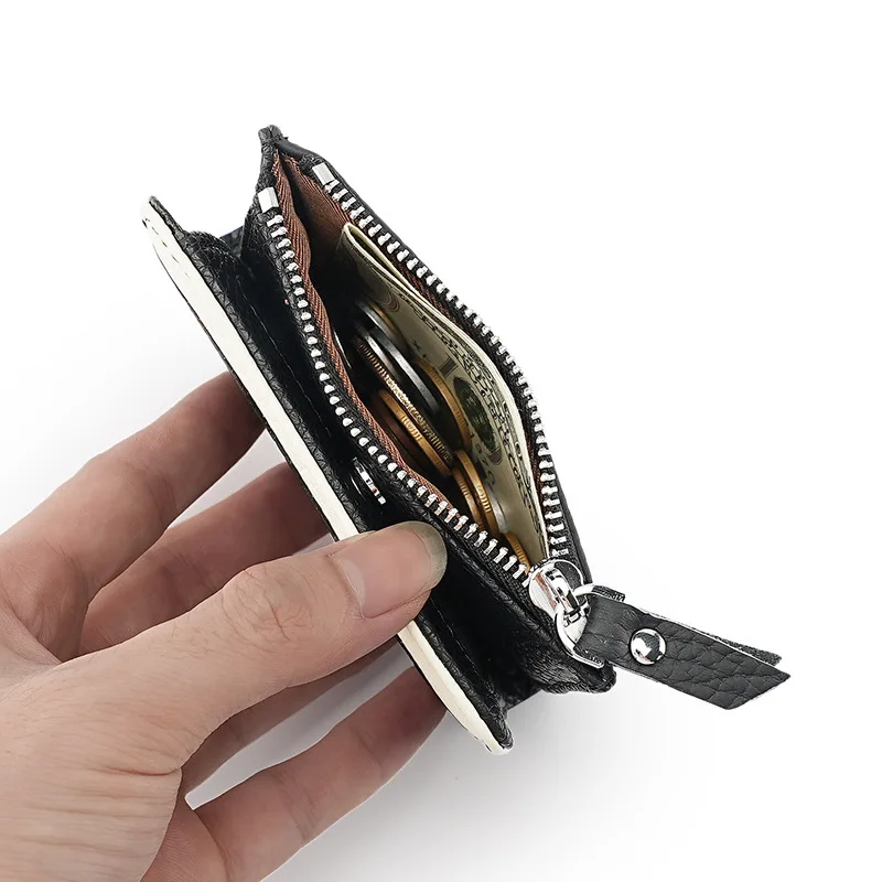 Western RFID Blocking Cowhide Leather Contrast Color Women Wallet Multifunction Zipper Coin Purse for Ladies