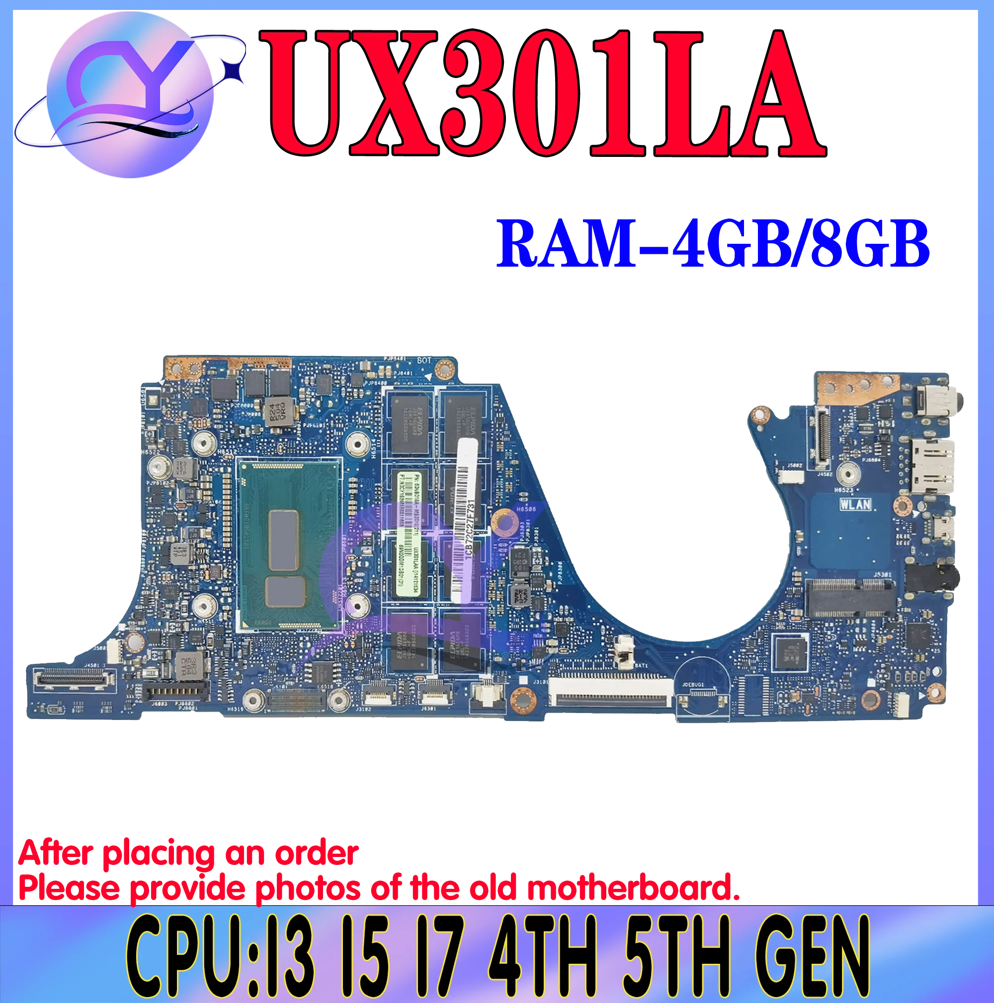 KEFU UX301 Notebook Mainboard For ASUS ZENBOOK UX301L UX301LA Laptop Motherboard I3 I5 I7 8GB/RAM UMA Main Board