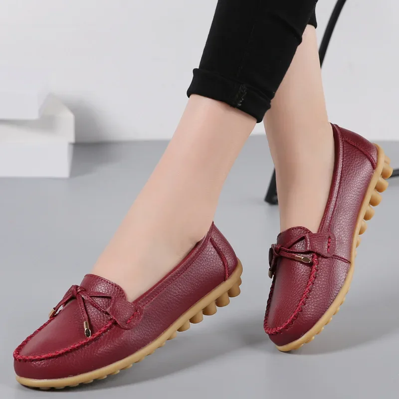 2024 Woman Flats Shoes Ballet Flat Sneakers Genuine Leather Spring  Soft Moccasins Ladies Boat Ballerina Espadrilles Creepers