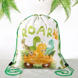 Dinosaur Theme Gifts Bag Birthday Gifts Drawstring School Backpack Cartoon Wild Forest Safari Baby Shower Party Packing Bags