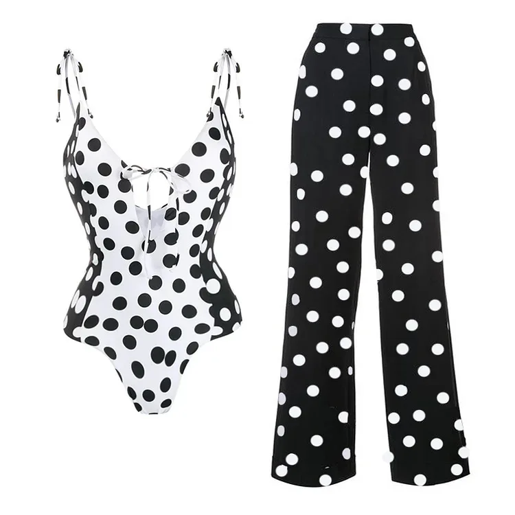 

Новый женский слитный купальник 2023 года с глубоким V-образным вырезом, в горошек, с цветными блоками, для серфинга, с фиксированными вкладышами для груди, из полиэстера