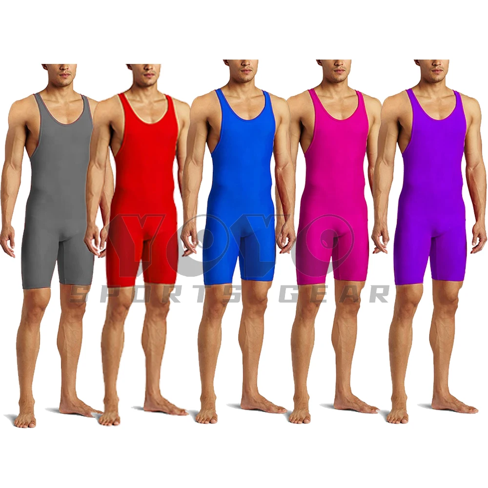 

Plain Color Wrestling Singlet Bodysuit Leotard Outfit Underwear GYM Sleeveless PowerLifting Clothing Swimming Running Skinsuit