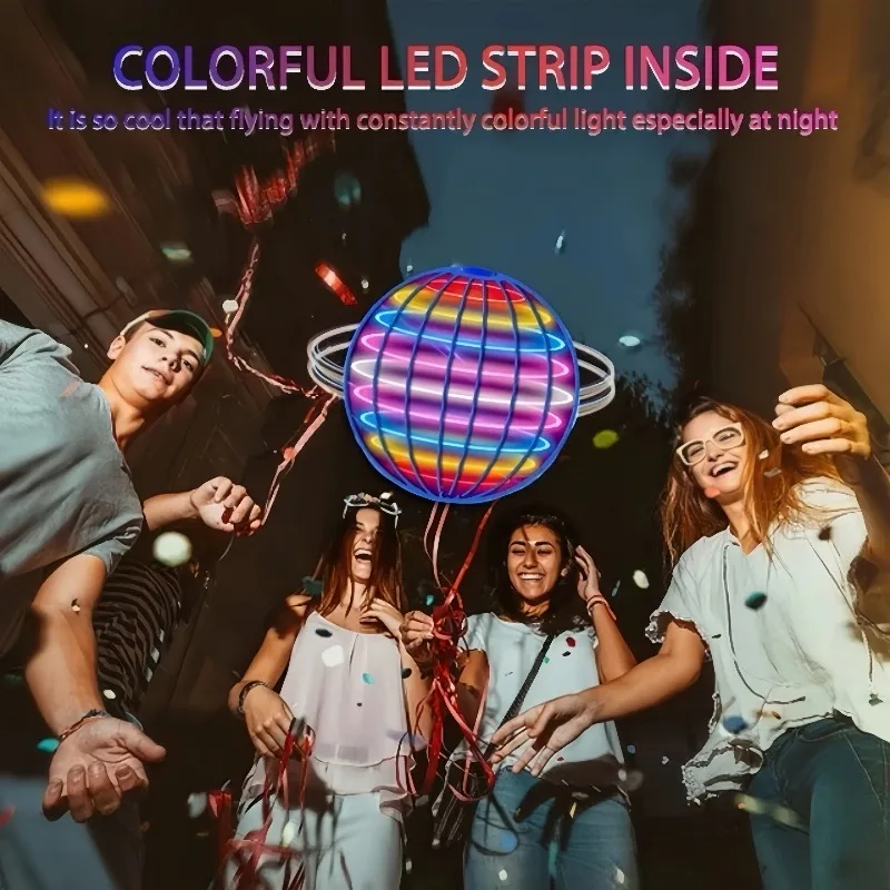 Flying Ball Children's Hand Controlled Color LED Cosmic Globe 360 °Rotating Suspension Ball Suitable for Indoor and Outdoor Toy