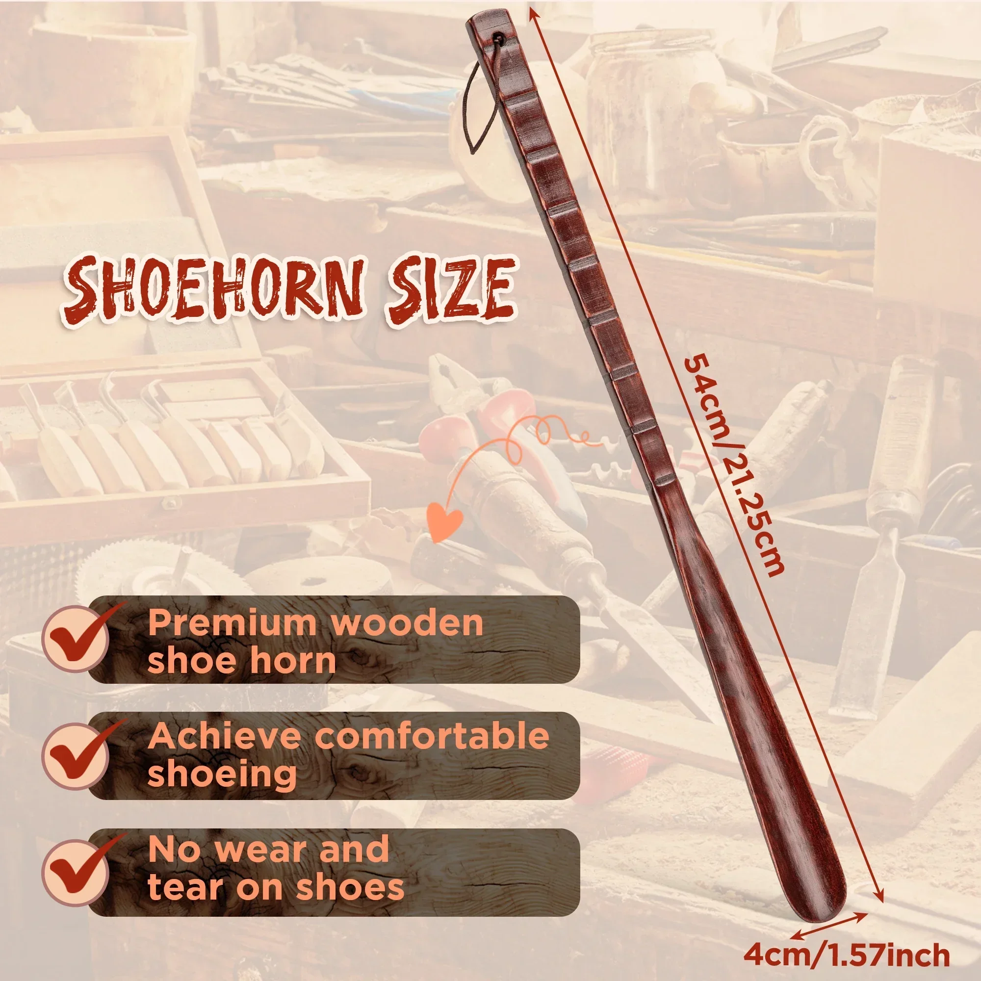54CM Langlebiger Professioneller Holz-Schuhlöffel Flexibler Schuhlöffel mit Langem Griff Nützlicher Schuhheber für Senioren Schuhlöffel Haushaltswerkzeug – Detail 2