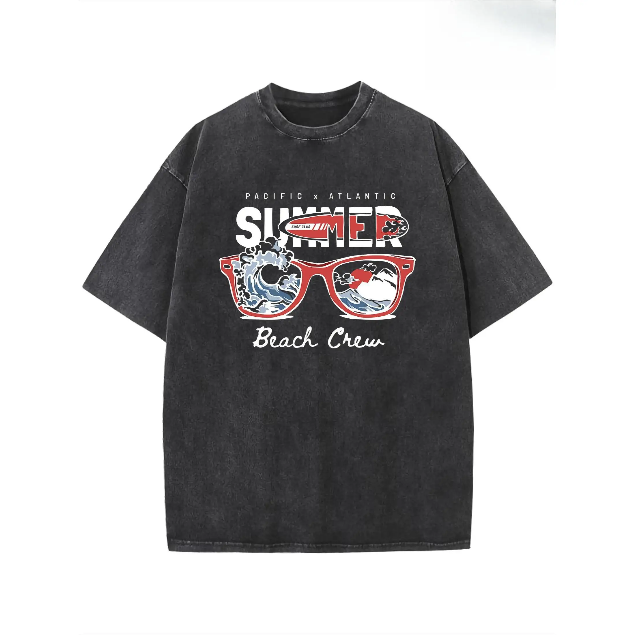 

Vintage Oversized T-Shirt Pacific x Atlantic Summer Beach Crew Graphic Tee Surfing Hawaiian Vacation Streetwear