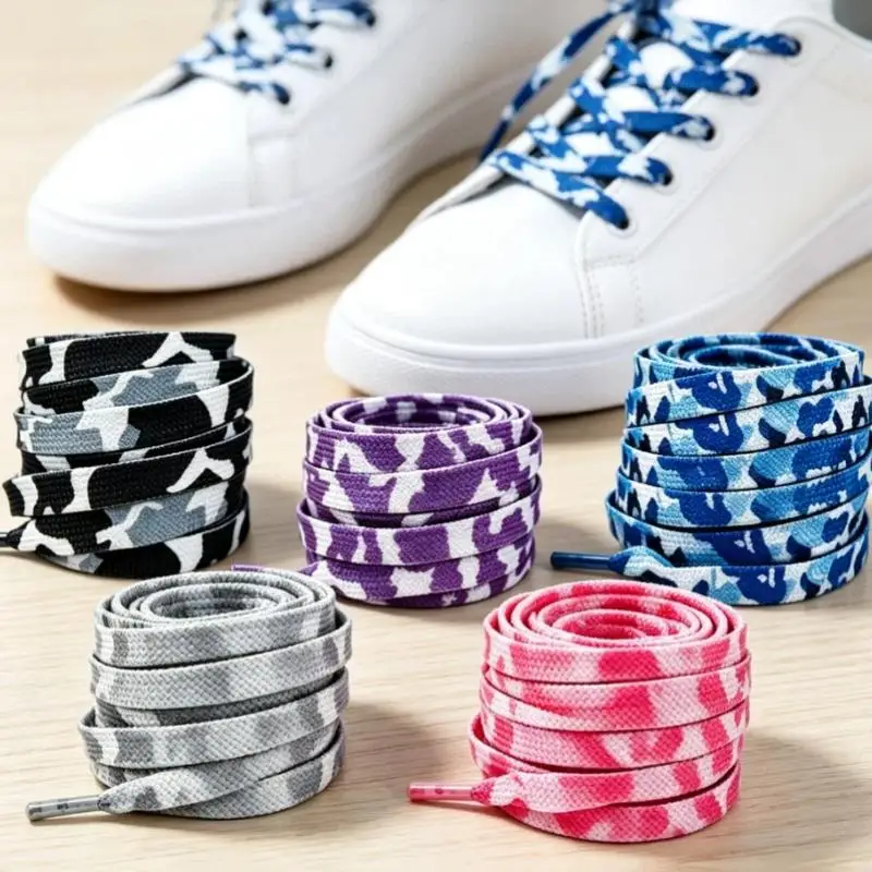 2Pcs Pattern Flat Shoelaces With Durable Polyester Material And Multiple Color Options Perfect For Sneakers Casual Shoes Daily