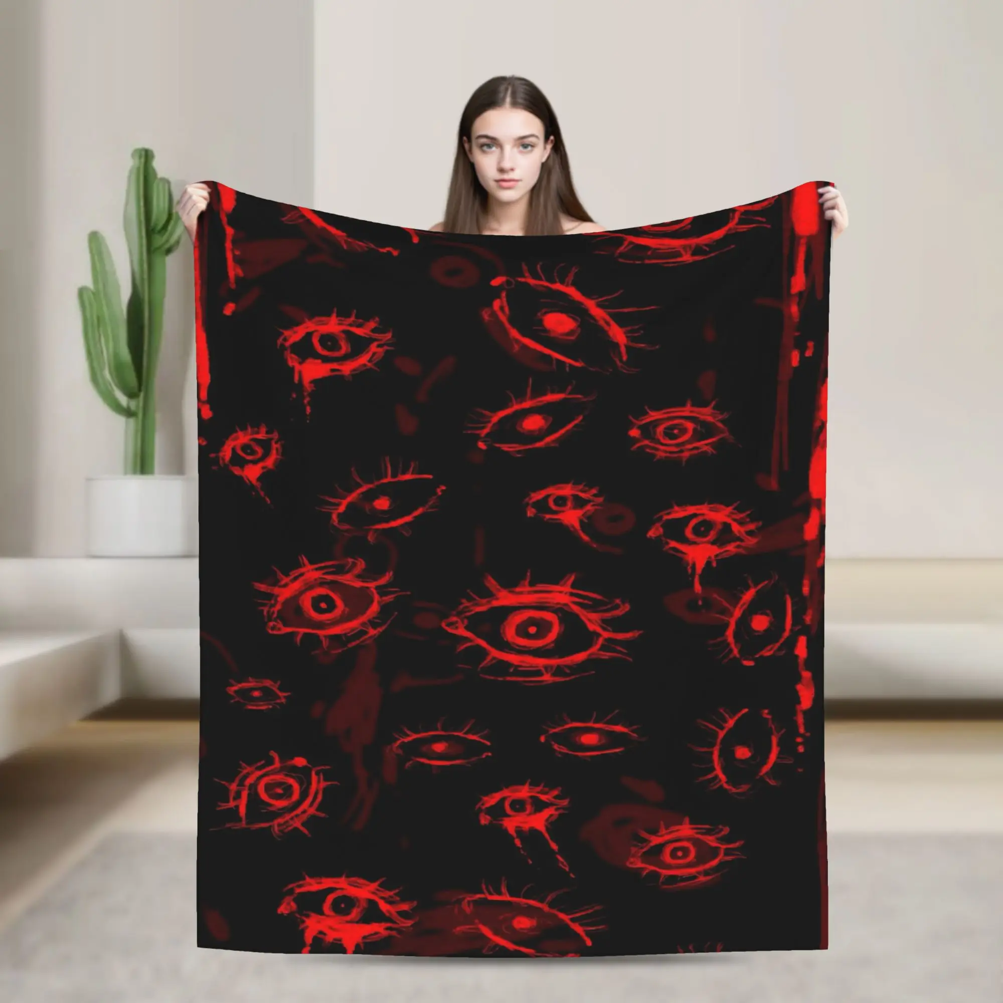 Bloody Eyeball Blanket Super Soft Warm  Throw Blankets for Sofa 50x60 Inch Multi-size Bedspreads