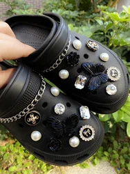 20pcs/Set Detachable Vintage Flower & Faux Pearl Shoes Decoration Buckle, Shoe Chain For Garden Shoes And Bags Diy