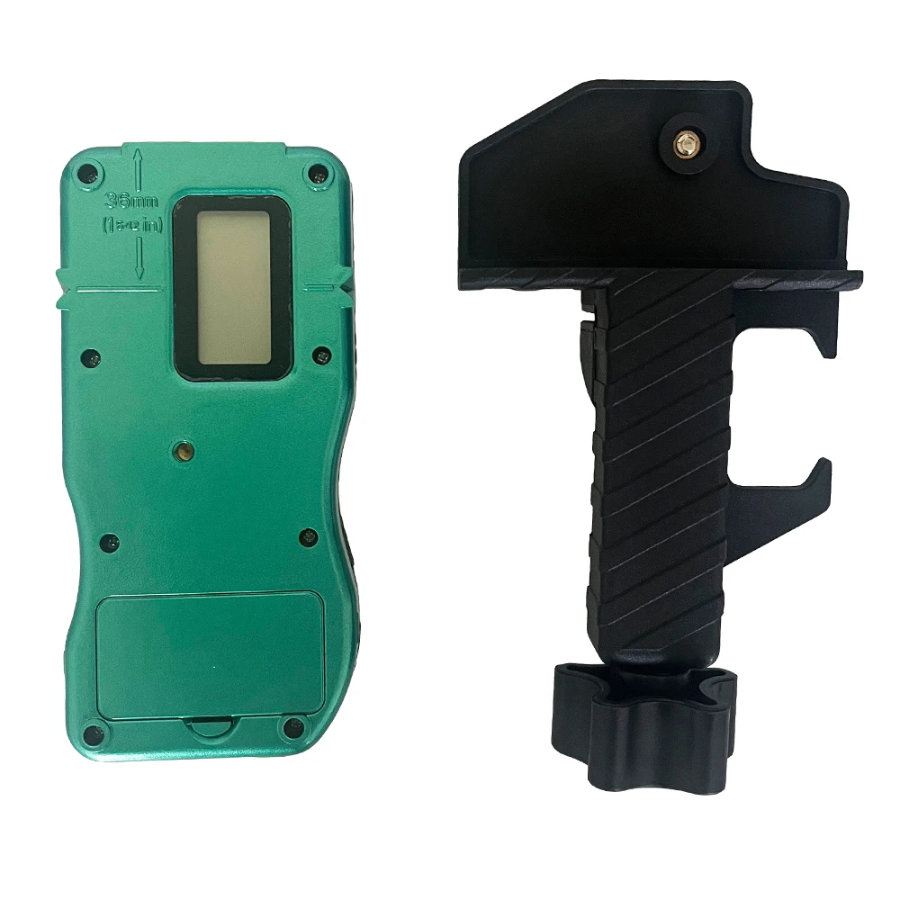 HEIPOE ตัวรับระดับเลเซอร์แบบหมุนปรับระดับได้เอง / เครื่องตรวจจับระดับเลเซอร์แบบหมุนกลางแจ้งพร้อมที่หนีบสำหรับงานหนัก