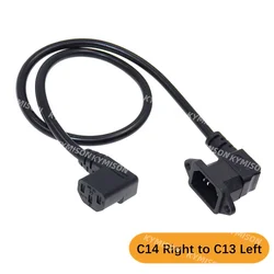 IEC320 C14 with screw holes Right / Left Angled and C13 Right / Left Angled, C14 to C13 Extension cord, 60cm, H05VV-F 3G0.75mm