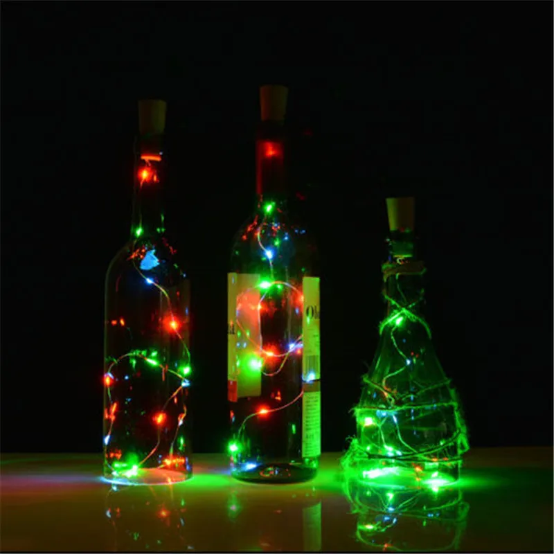 10pcs 2M 20LED Lamp Cork Shaped Bottle Stopper Light Glass Wine LED String Lights For Bar Xmas Wedding Home Decoration 9 Colors