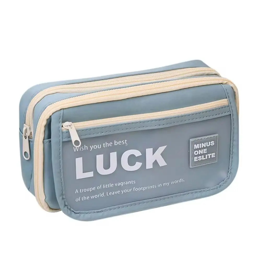 

Large Capacity Translucent Pencil Case Multi-layer Flip Front Pocket Translucent Pen Bag Lucky Matte Texture Stationery Box