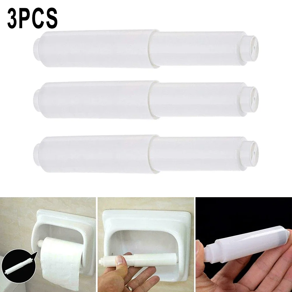 3Pcs White Plastic  Replacement Toilet Paper Roll Holder Roller Spindle Insert-Spring  Bathroom Accessories