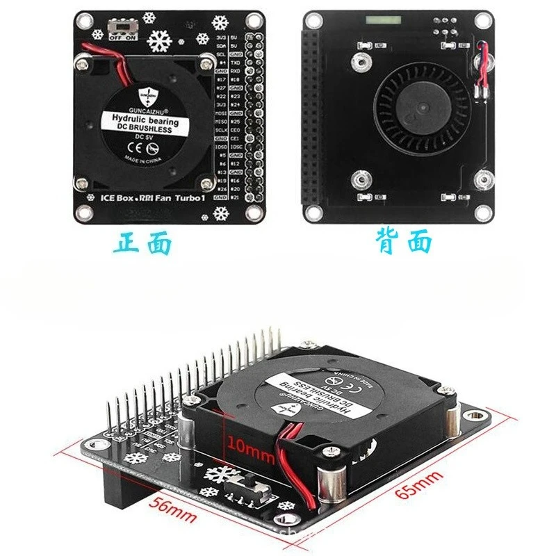 for Raspberry Pi 3B+/4B Turbo Cooling Fan GPIO Extended with LED Glare Switch Control