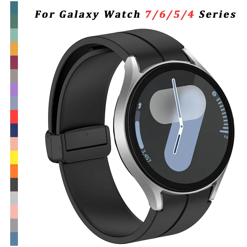 

Original Silicone Band For Samsung Galaxy Watch 7 6 5 4 FE 44mm 40mm/5 pro 45mm Magnetic Bracelet watch6 Classic 43mm 47mm strap