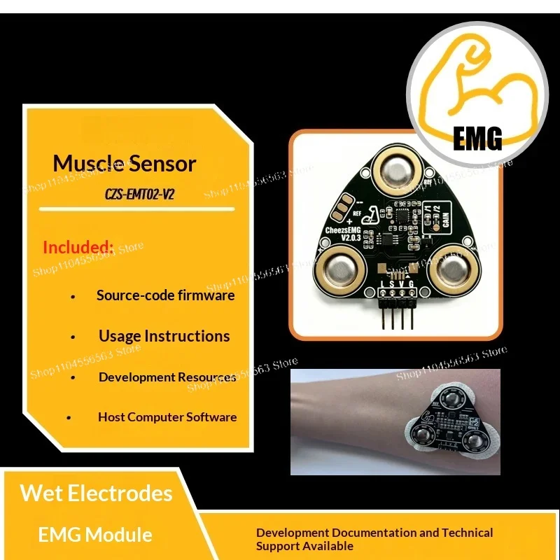 sEMG Wet Electrode Sensor Surface Muscle EMG Signal Acquisition Module for MCU Development