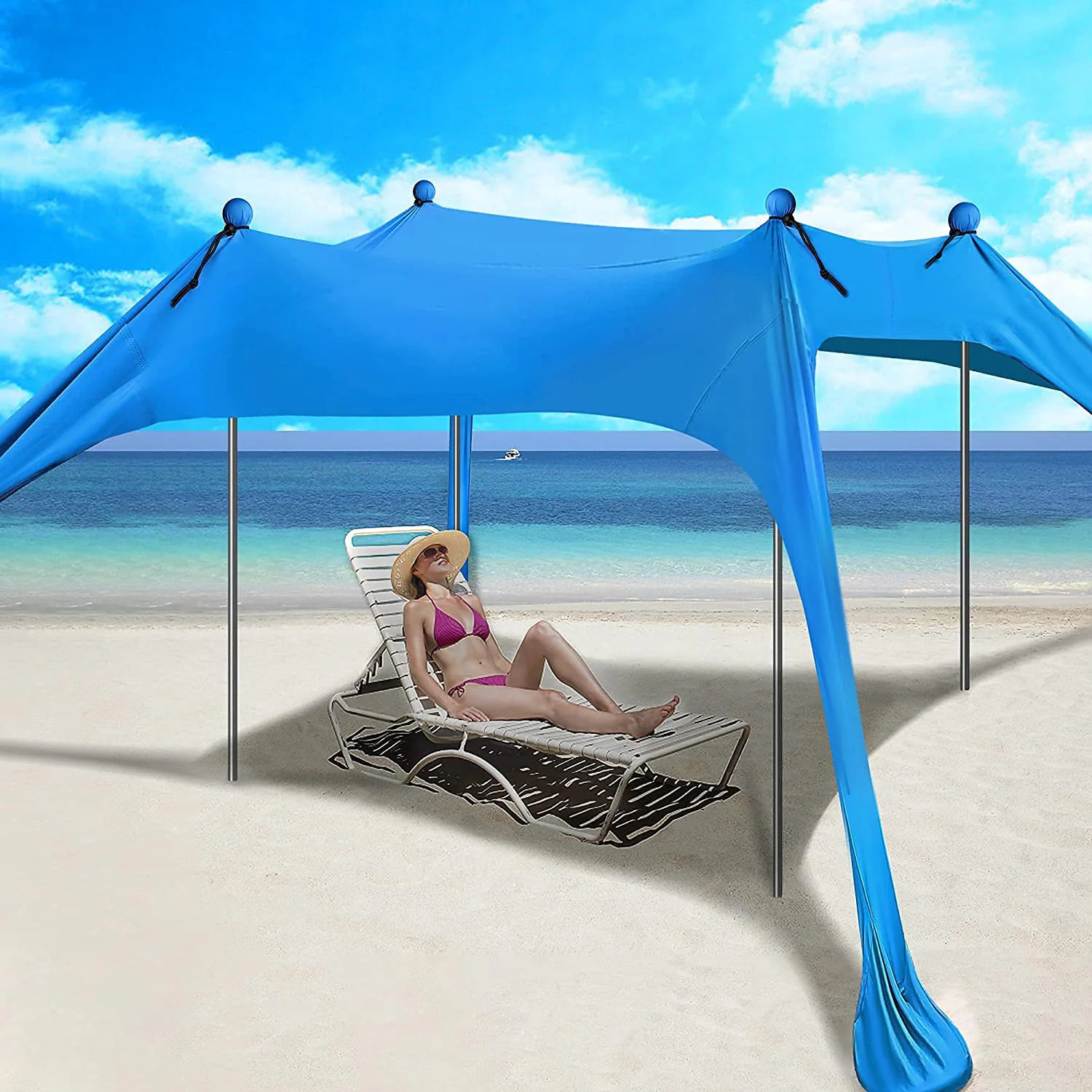 

Large UPF 50+ Pop-Up Beach Tent Double Layer Sun Shade Shelter 3-4 Persons UV Sun Shelter Tents