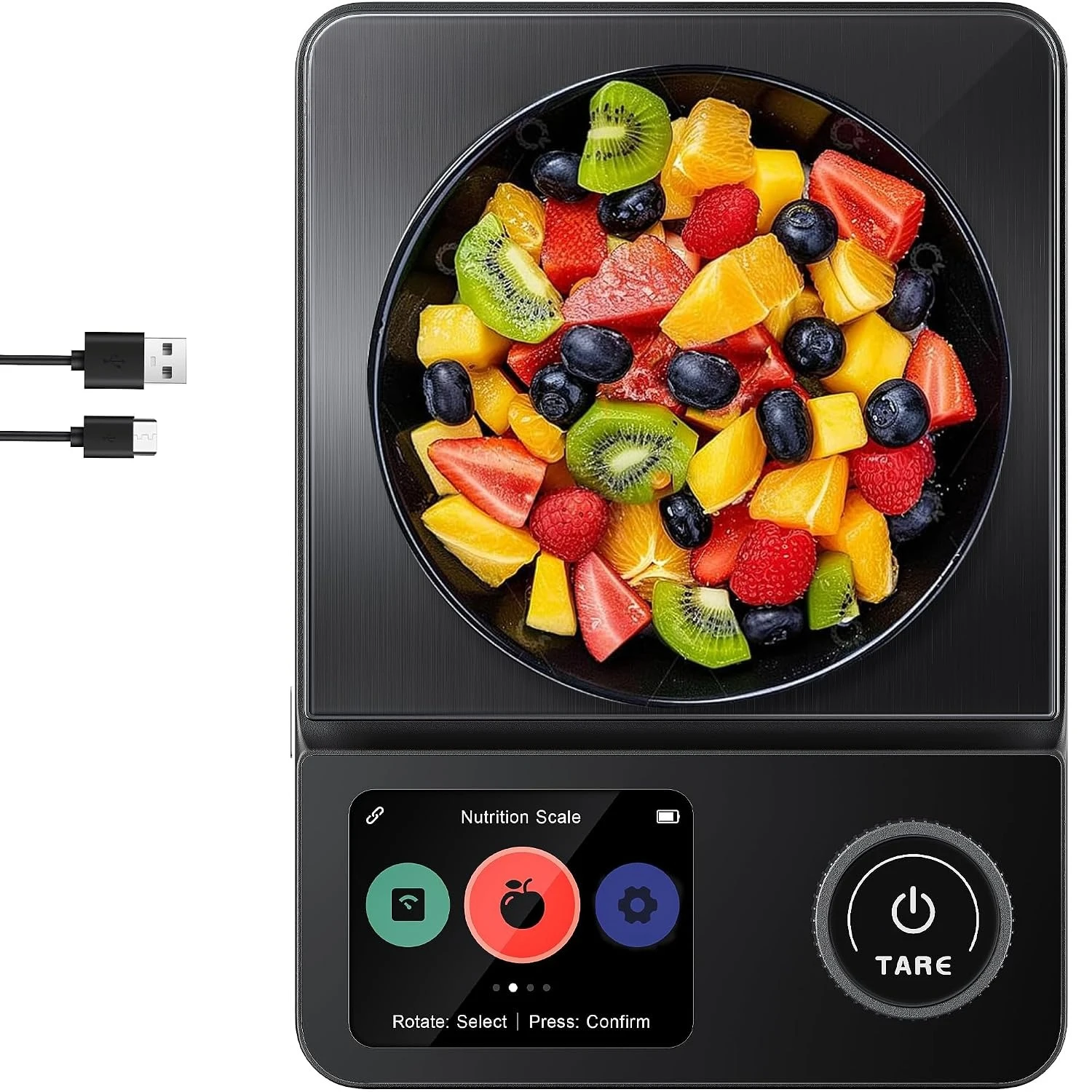 Food Scale 11lbs/5kg with Nutritional Calculator Timer 0.1g High Precision App 27 Nutrients Tracking Black