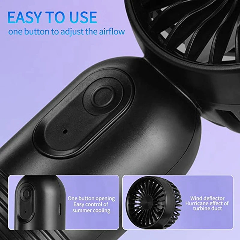 AD24-mini ventiladores, ventilador pessoal recarregável usb, ventilador de mão pequeno a pilhas para viagens/acampamento/ao ar livre/casa/escritório 3 peças